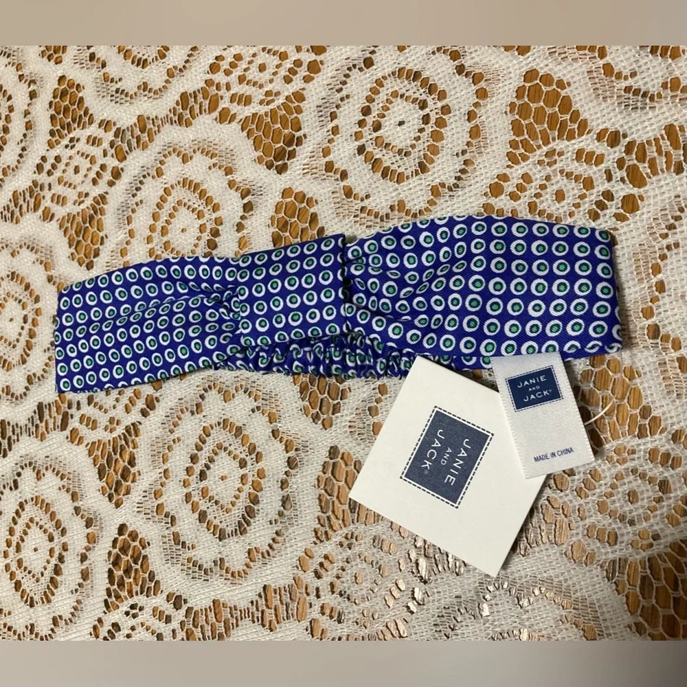 Janie And Jack Blue Poka Dot Knot Baby Girl Head Band One Size